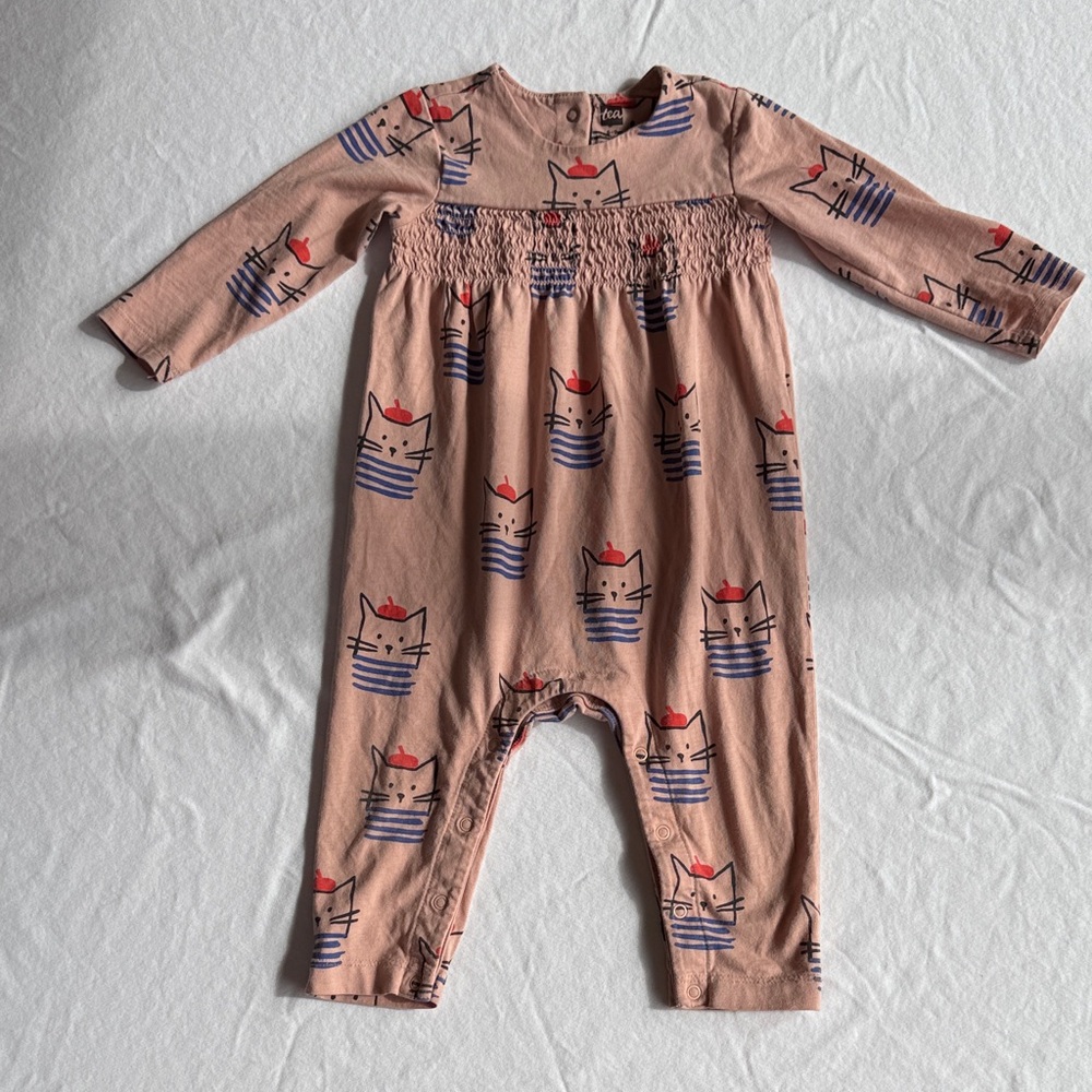 Tea Collection Pink Cat Print One Piece